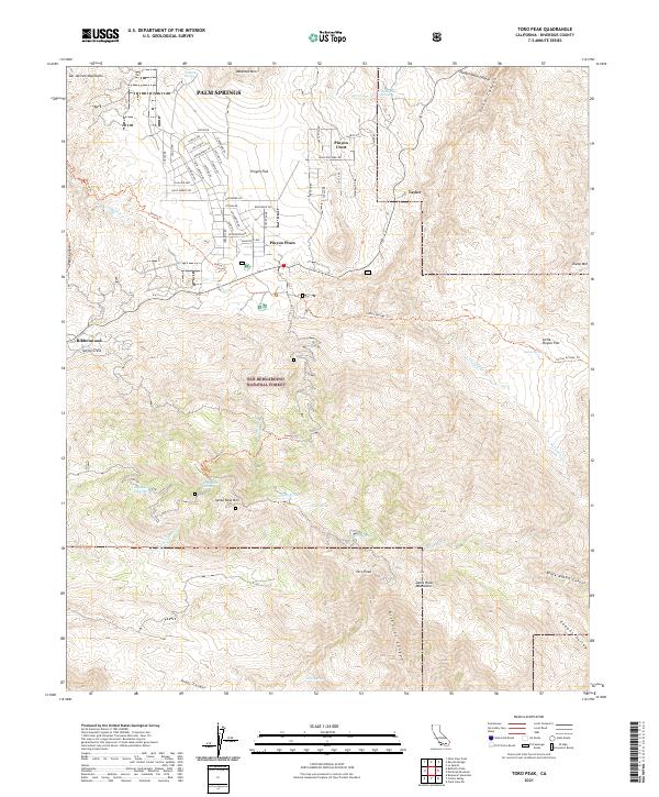 US Topo 7.5-minute map for Toro Peak CA