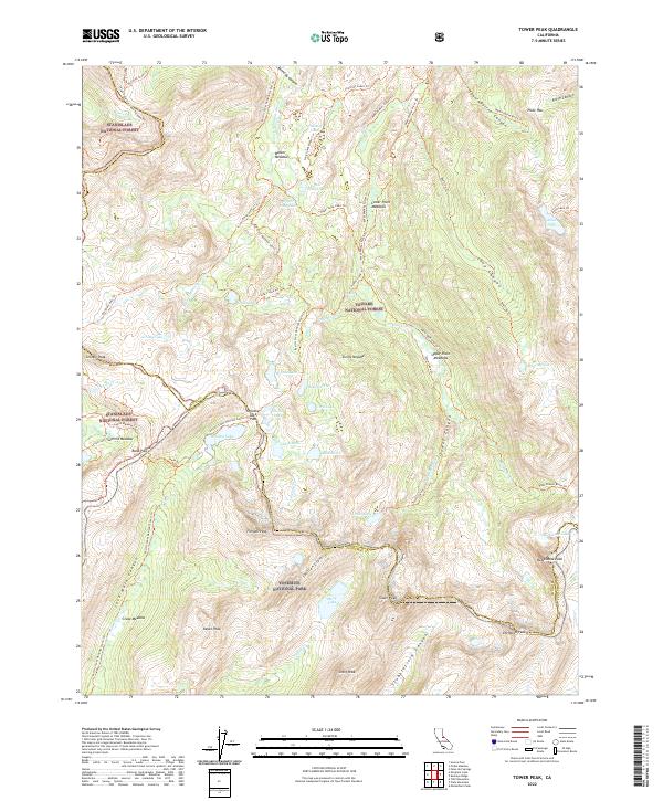 US Topo 7.5-minute map for Tower Peak CA