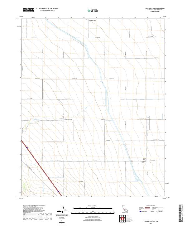 US Topo 7.5-minute map for Tres Picos Farms CA