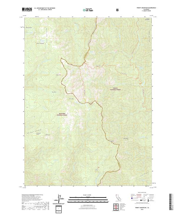 US Topo 7.5-minute map for Trinity Mountain CA