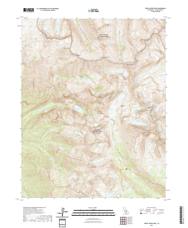 US Topo 7.5-minute map for Triple Divide Peak CA