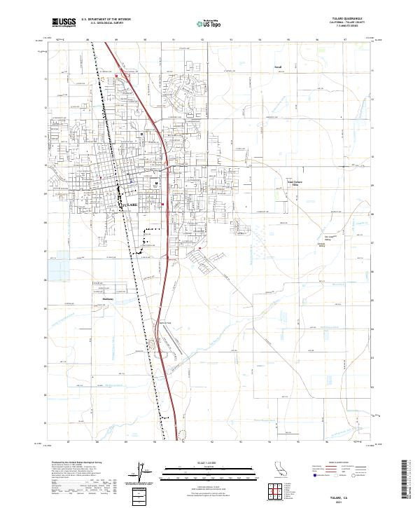 US Topo 7.5-minute map for Tulare CA