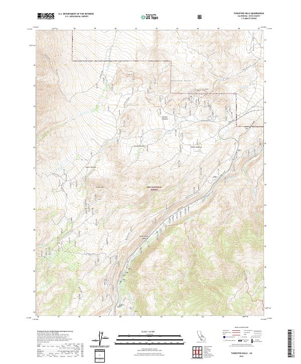 US Topo 7.5-minute map for Tungsten Hills CA