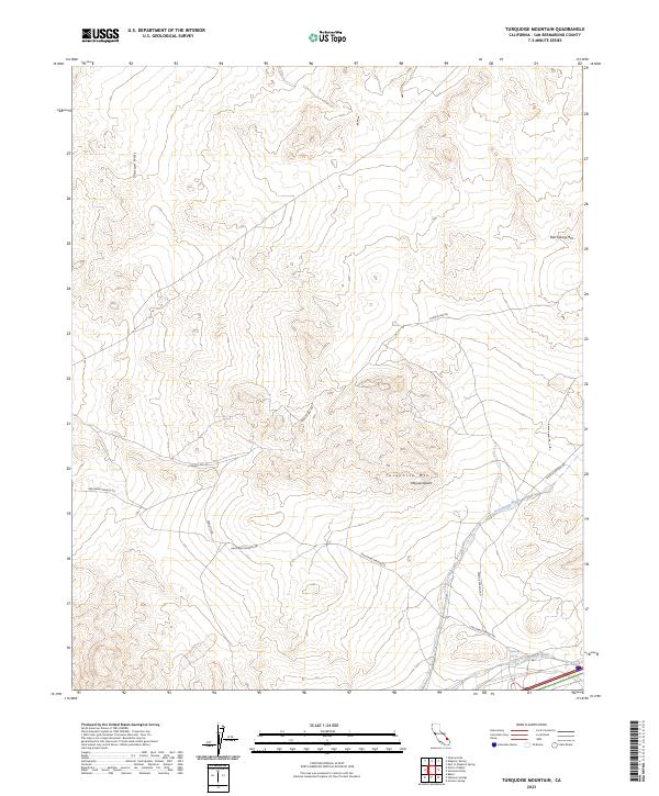 US Topo 7.5-minute map for Turquoise Mountain CA