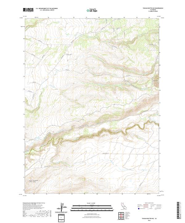 US Topo 7.5-minute map for Tuscan Buttes NE CA