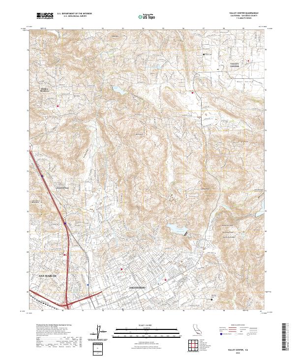 US Topo 7.5-minute map for Valley Center CA