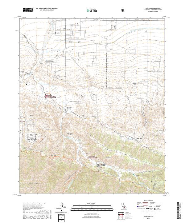 US Topo 7.5-minute map for Valyermo CA
