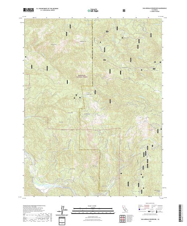 US Topo 7.5-minute map for Van Arsdale Reservoir CA
