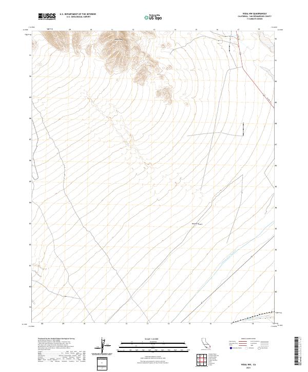 US Topo 7.5-minute map for Vidal NW CA