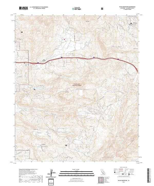 US Topo 7.5-minute map for Viejas Mountain CA