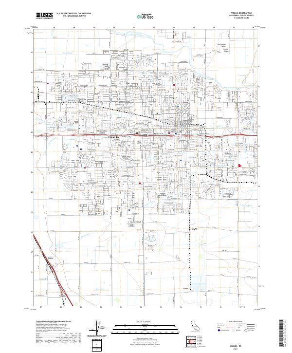 US Topo 7.5-minute map for Visalia CA