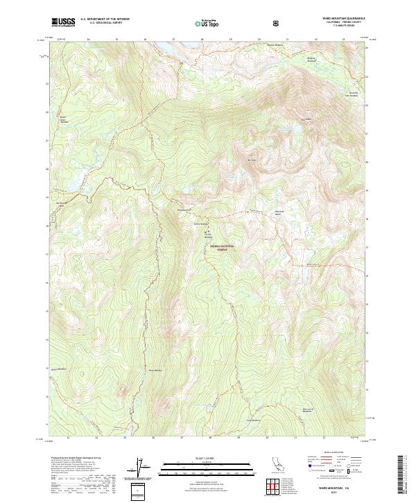 US Topo 7.5-minute map for Ward Mountain CA