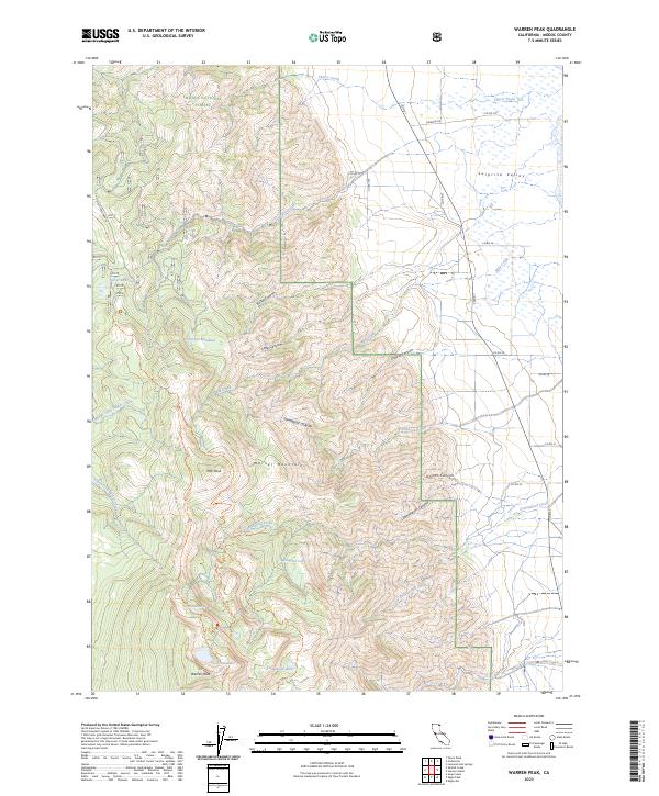 US Topo 7.5-minute map for Warren Peak CA
