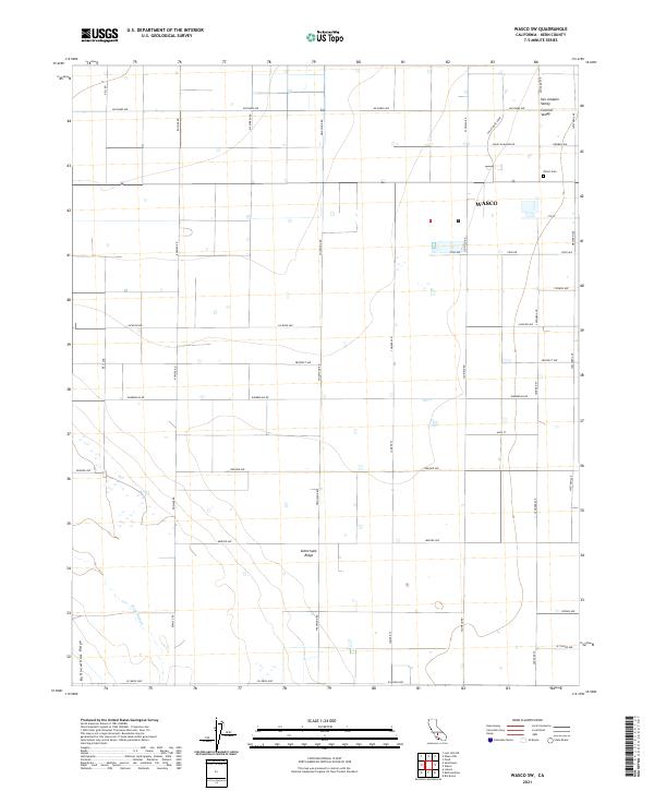 US Topo 7.5-minute map for Wasco SW CA