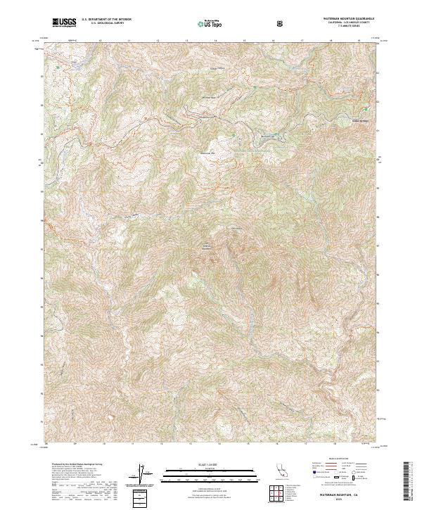 US Topo 7.5-minute map for Waterman Mountain CA