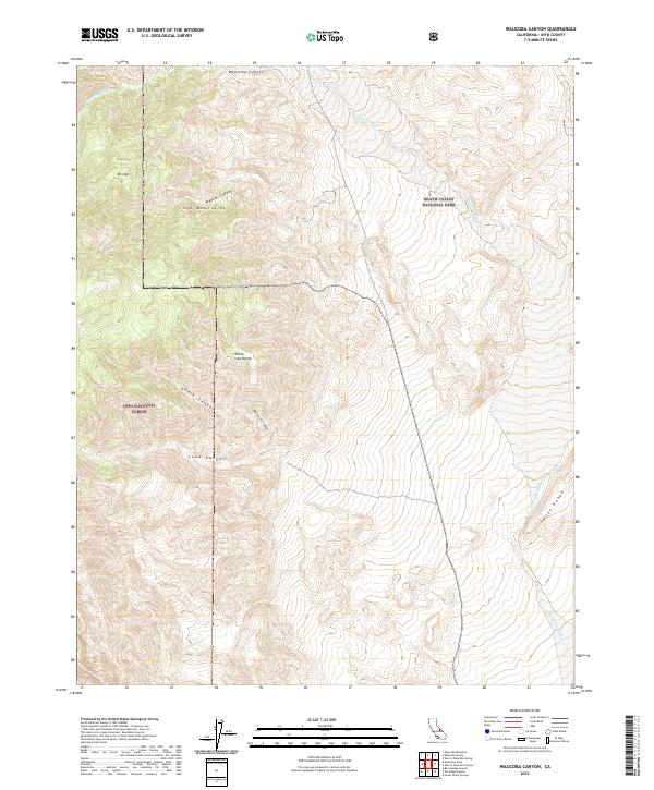 US Topo 7.5-minute map for Waucoba Canyon CA