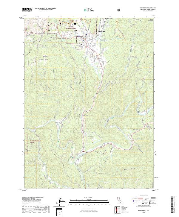 US Topo 7.5-minute map for Weaverville CA