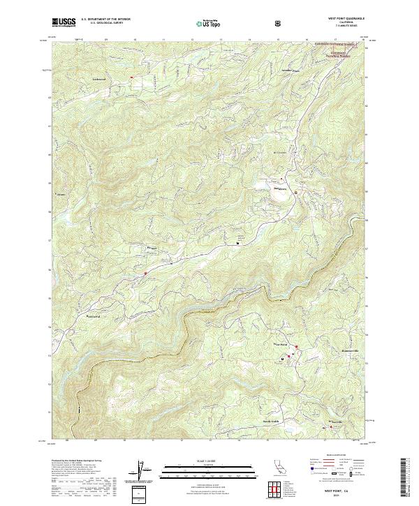 US Topo 7.5-minute map for West Point CA – American Map Store