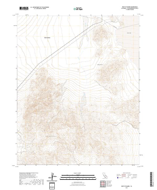 US Topo 7.5-minute map for West of Baker CA