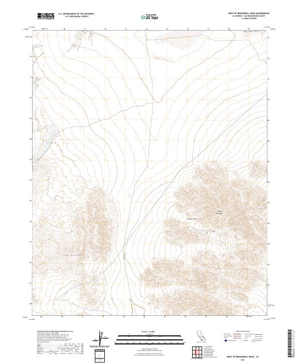 US Topo 7.5-minute map for West of Broadwell Mesa CA
