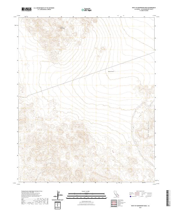 US Topo 7.5-minute map for West of Budweiser Wash CA