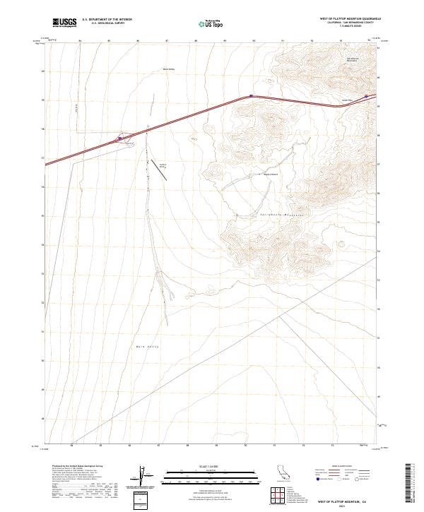 US Topo 7.5-minute map for West of Flattop Mountain CA