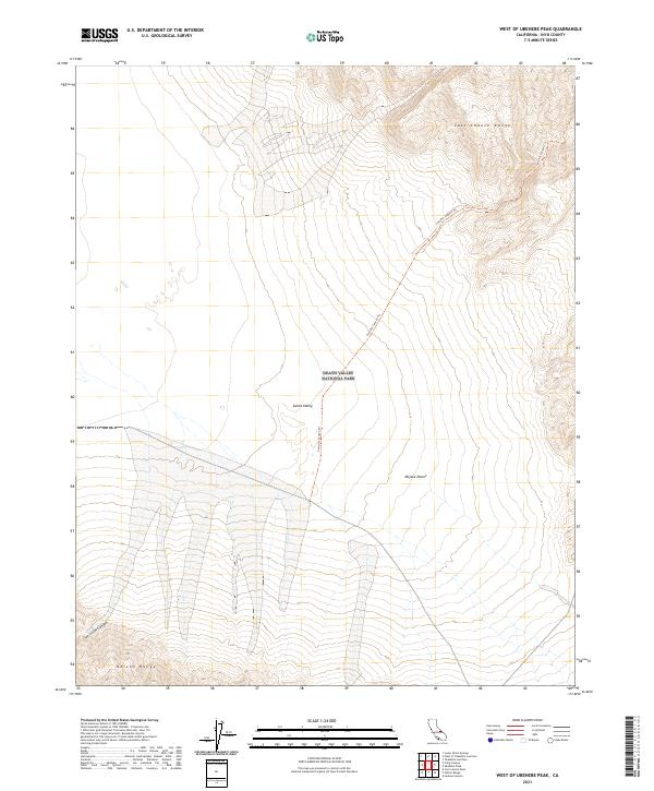 US Topo 7.5-minute map for West of Ubehebe Peak CA