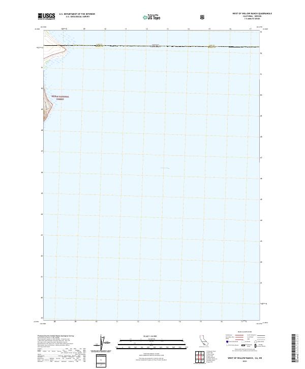 US Topo 7.5-minute map for West of Willow Ranch CAOR