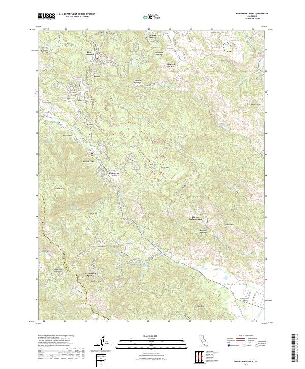 US Topo 7.5-minute map for Whispering Pines CA