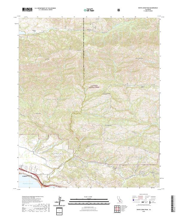 US Topo 7.5-minute map for White Ledge Peak CA