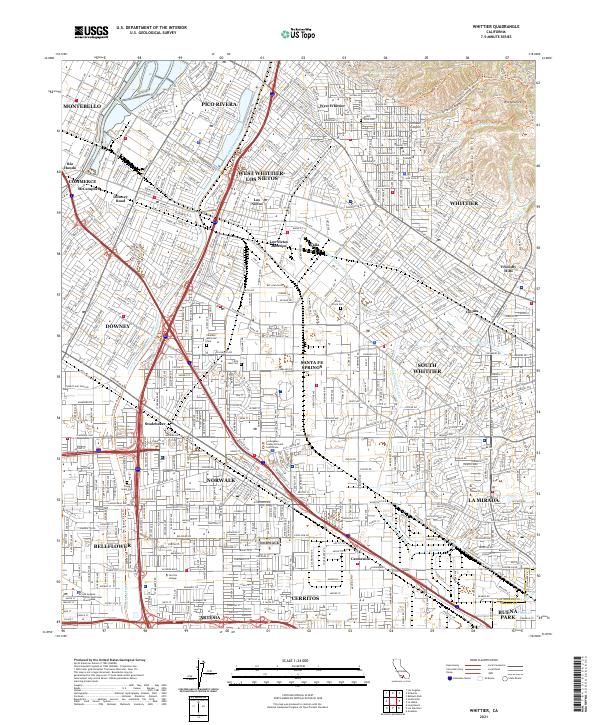 US Topo 7.5-minute map for Whittier CA
