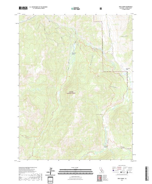 US Topo 7.5-minute map for Wolf Creek CA