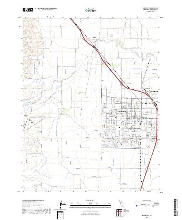 US Topo 7.5-minute map for Woodland CA