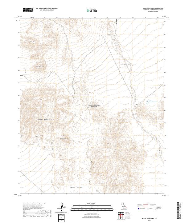 US Topo 7.5-minute map for Woods Mountains CA