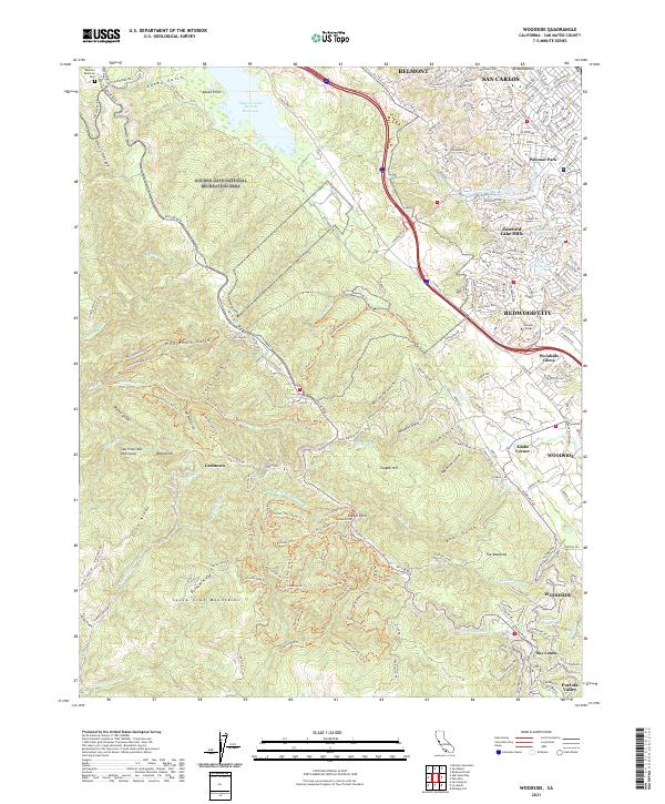 US Topo 7.5-minute map for Woodside CA