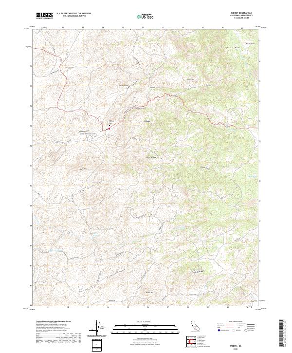 US Topo 7.5-minute map for Woody CA