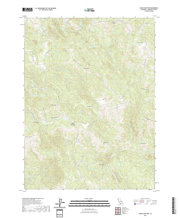 US Topo 7.5-minute map for Yager Junction CA