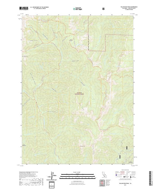 US Topo 7.5-minute map for Yellow Dog Peak CA