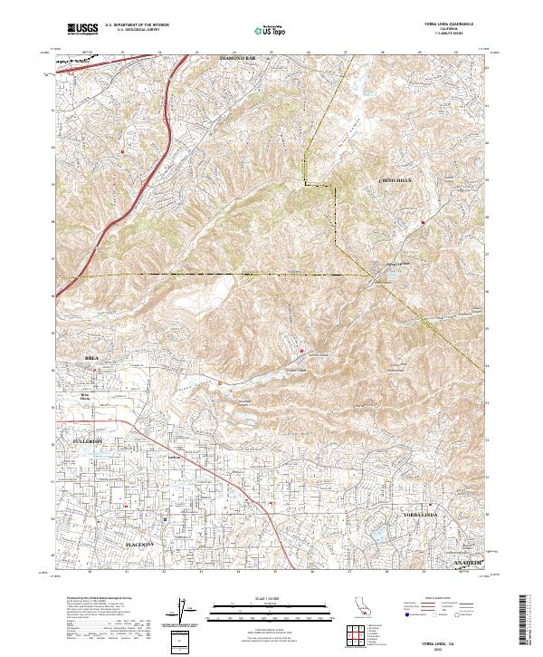 US Topo 7.5-minute map for Yorba Linda CA