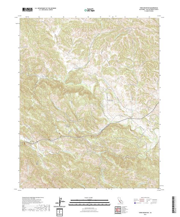 US Topo 7.5-minute map for York Mountain CA