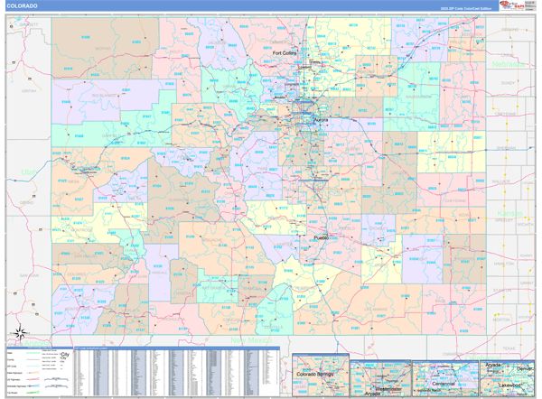 Colorcast Style Wall Map of Colorado
