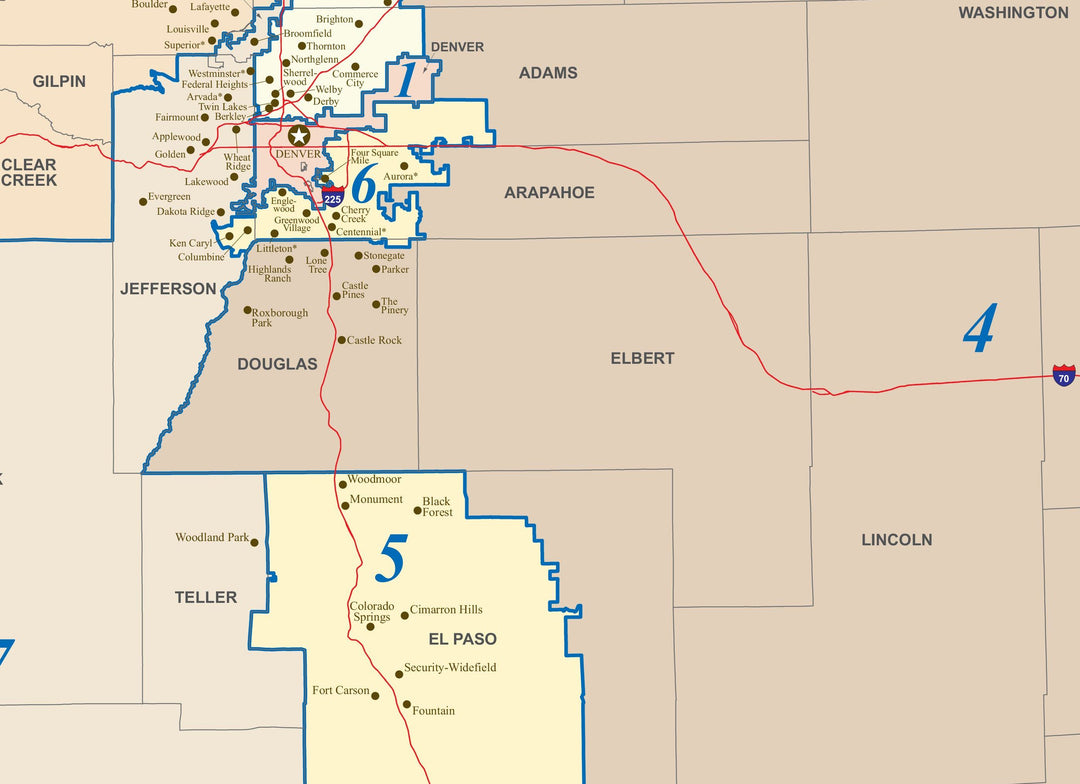 Colorado Congressional District Wall Map