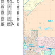 Color Cast Zip Code Style Wall Map of Aurora, CO by Market Maps