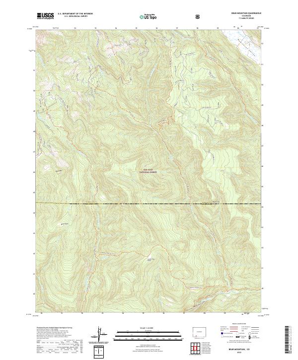 US Topo 7.5-minute map for Bear Mountain CO