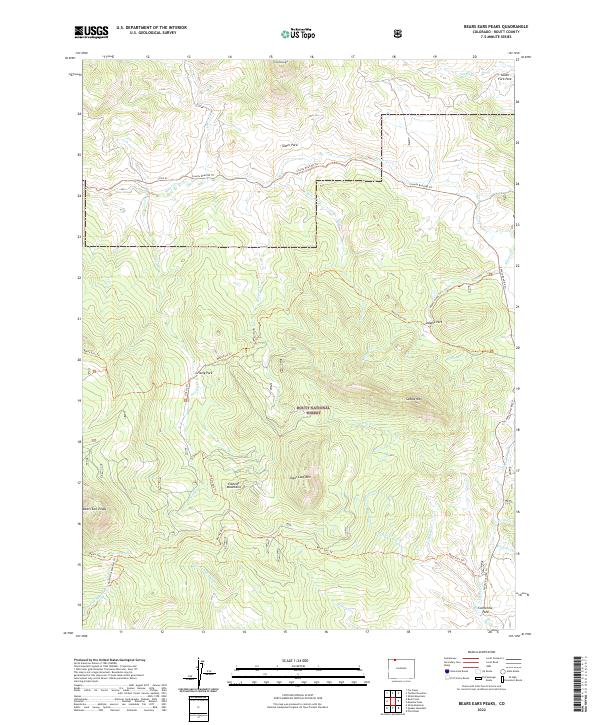 US Topo 7.5-minute map for Bears Ears Peaks CO