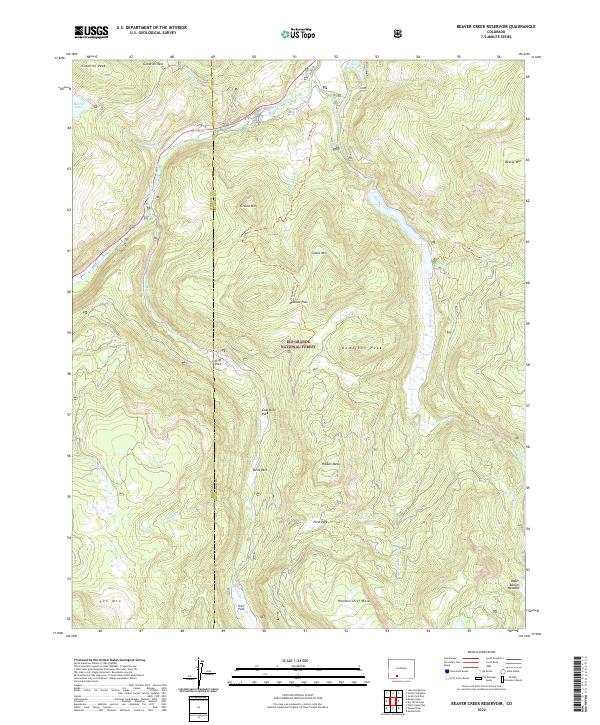 US Topo 7.5-minute map for Beaver Creek Reservoir CO