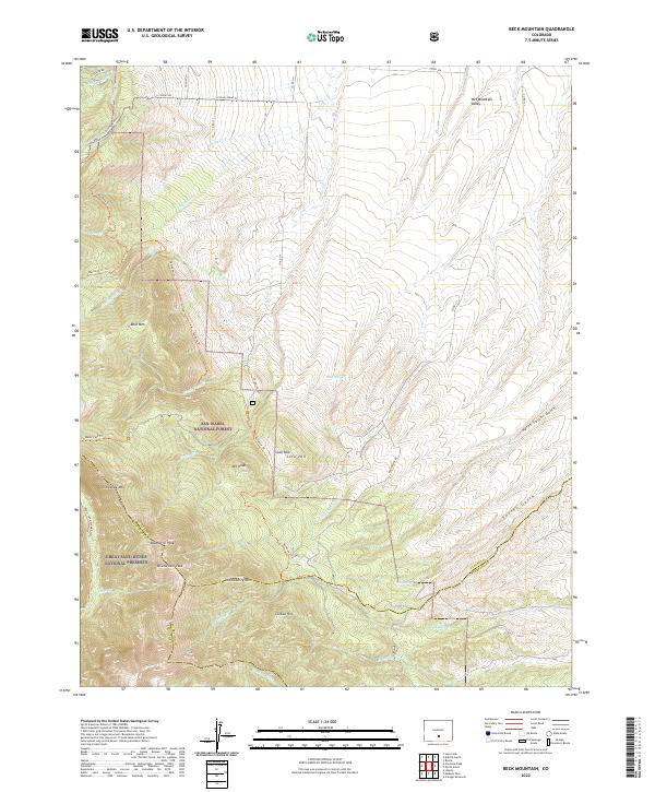 US Topo 7.5-minute map for Beck Mountain CO