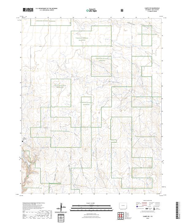 US Topo 7.5-minute map for Campo SW CO – American Map Store