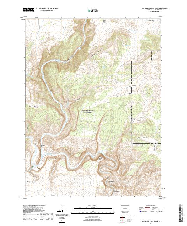 US Topo 7.5-minute map for Canyon of Lodore South CO
