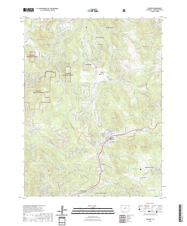 US Topo 7.5-minute map for Conifer CO – American Map Store